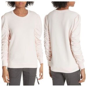 Joie Hencia Ruched Sleeve Pima Cotton Sweatshirt In Peony
Pink Size Small